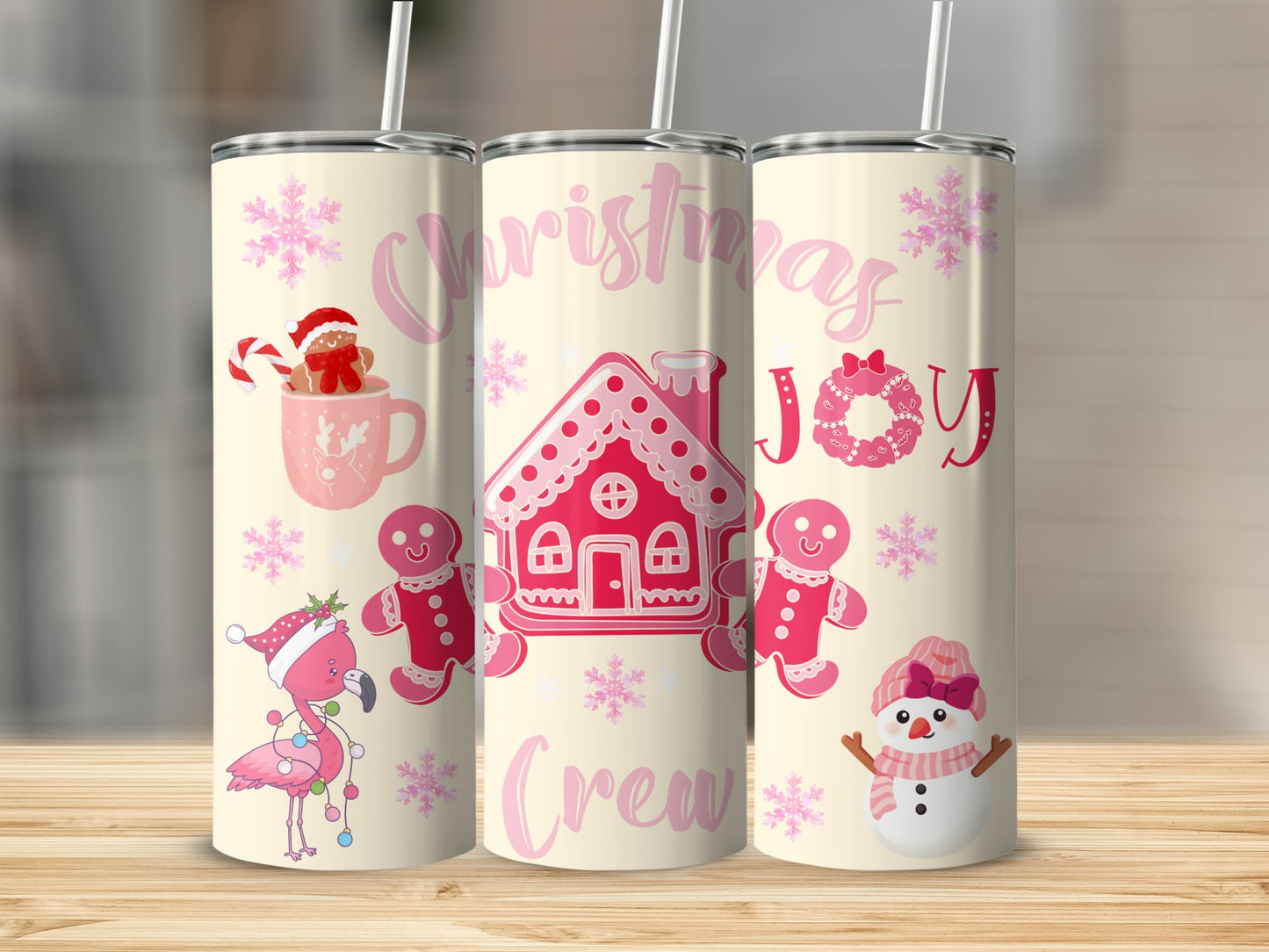 Christmas Crew Joy Gingerbread Snowman Flamingo product