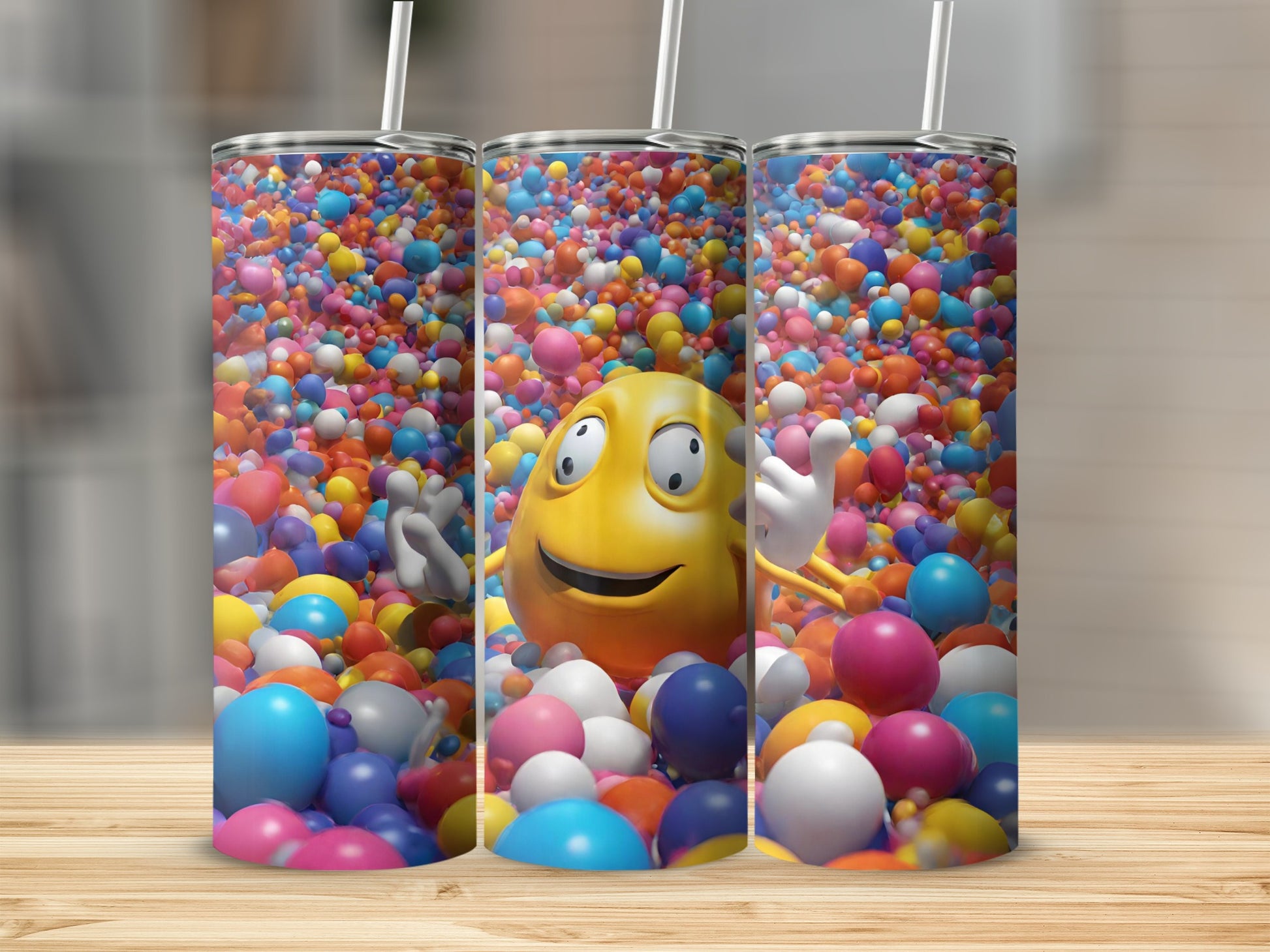 Colorful Ball Pit Smiley Tumbler Cup 20 oz Tumblers