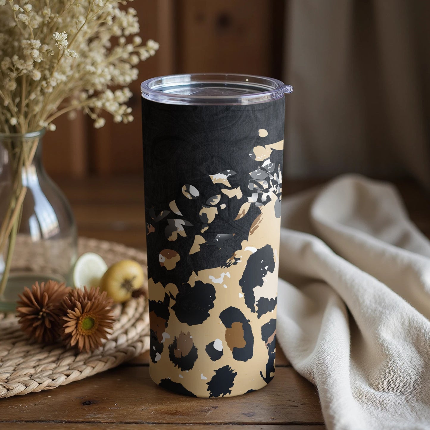 Leopard Print Travel Tumbler for Stylish Beverages