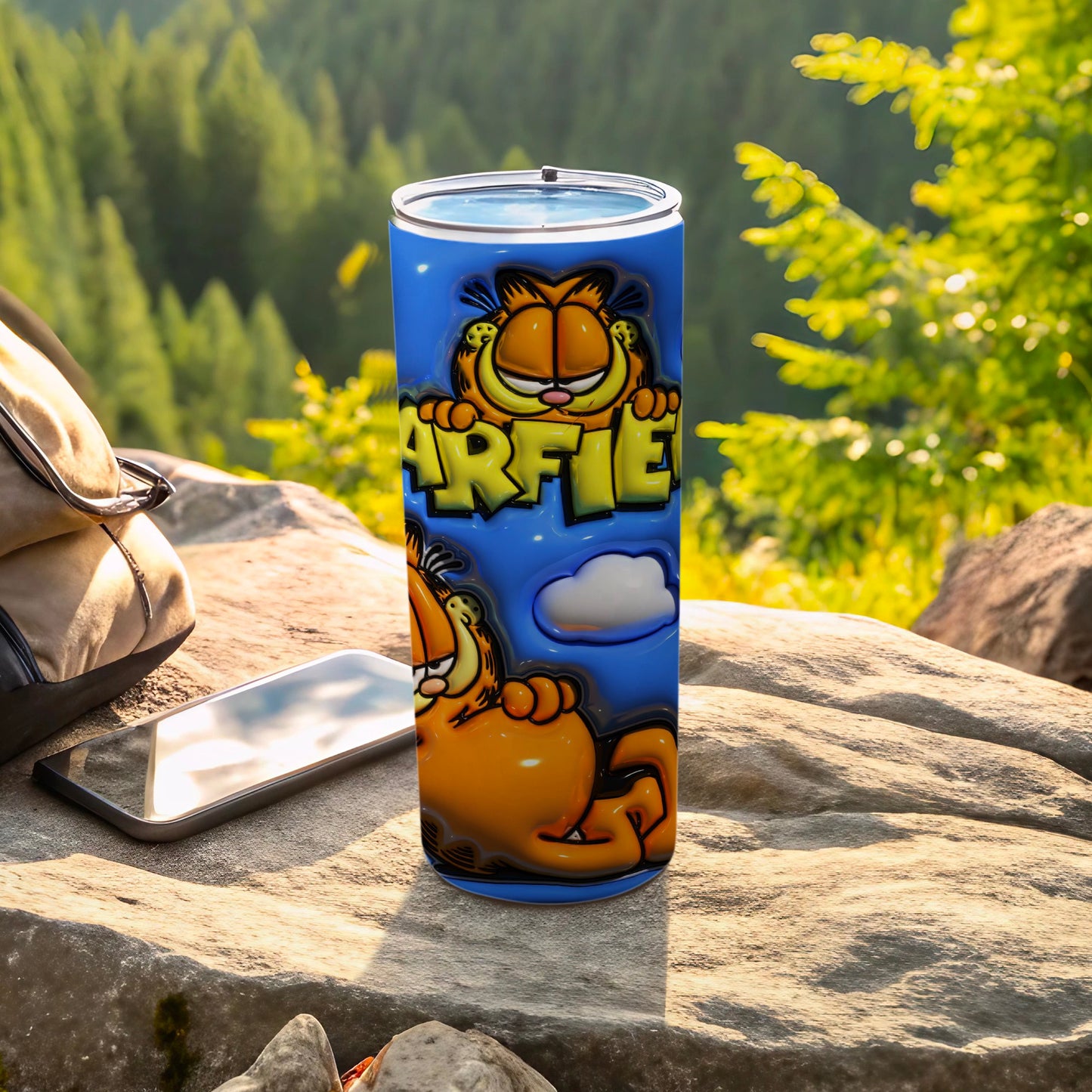 Colorful Garfield Cartoon Design Tumbler for Outdoor Use