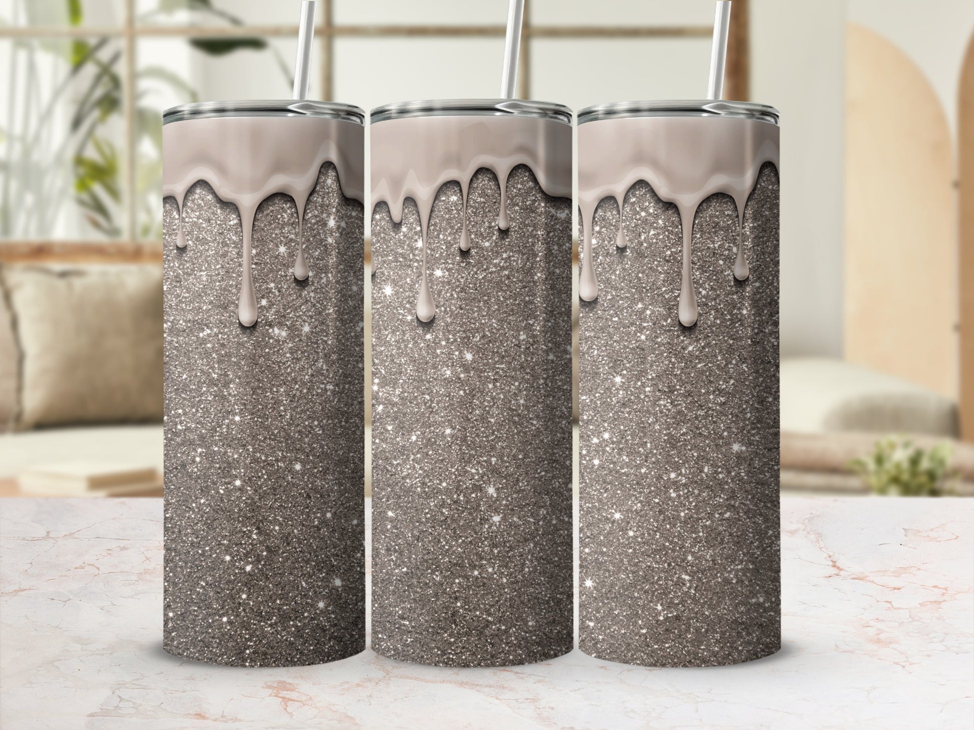 Glitter Ice Cream Drip Stainless Steel Tumbler Cup