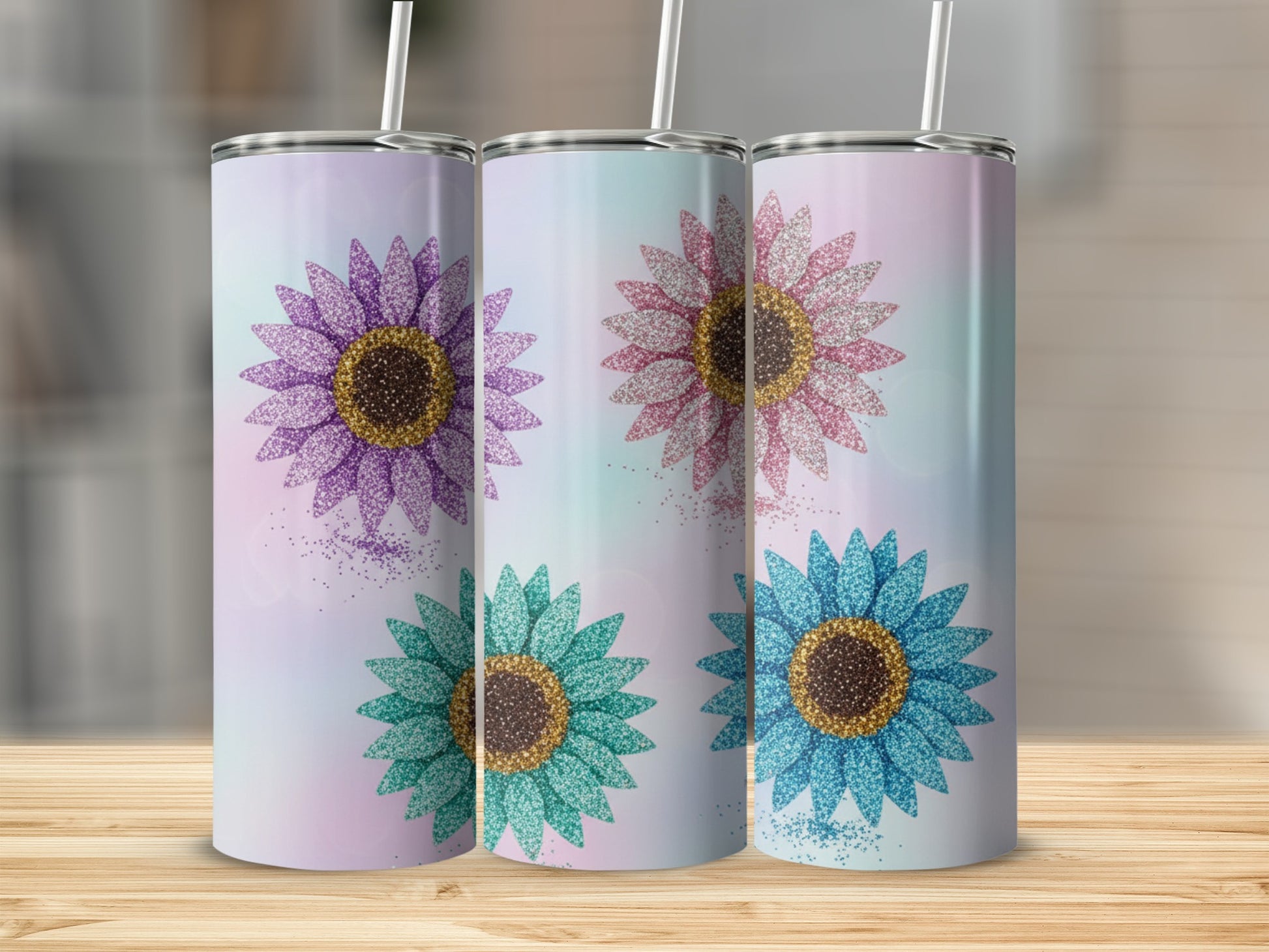Glitter Sunflower Designs Tumbler for Daily Use