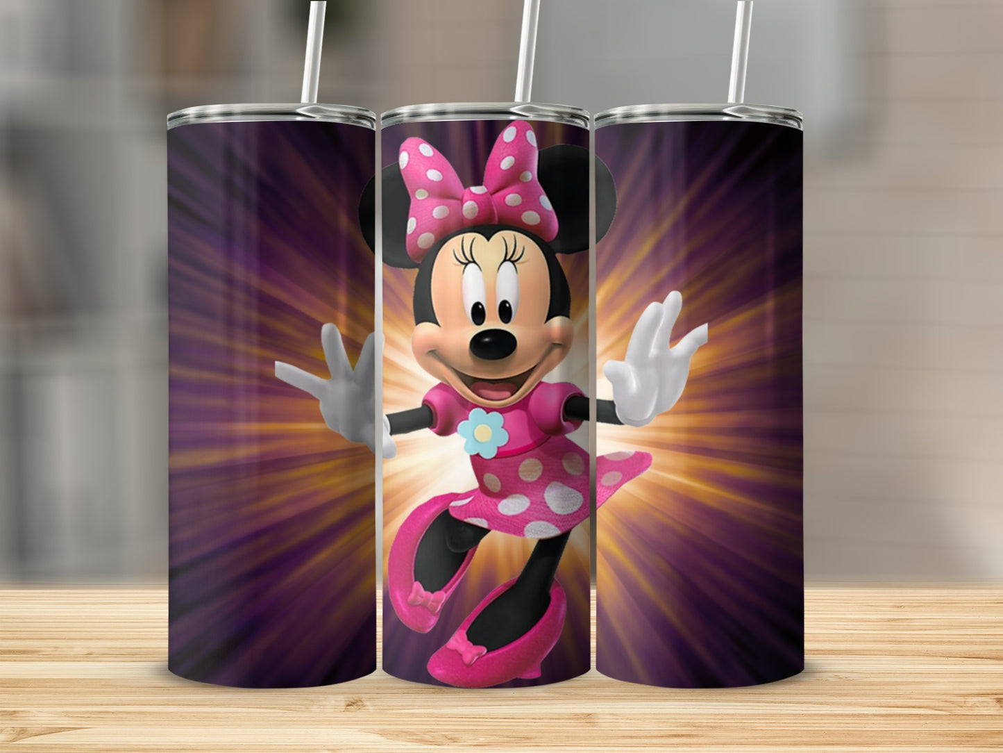 Minnie Mouse Purple Tumbler with Straw Tumbler