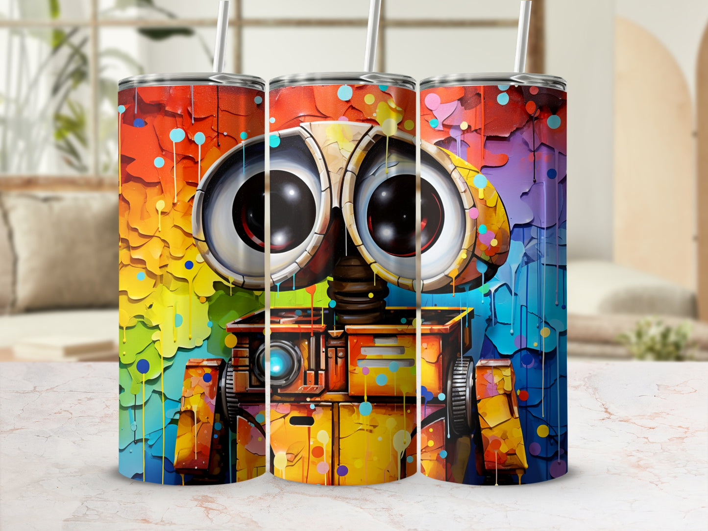 Colorful Robot Inspired Art Insulated Drink Tumbler