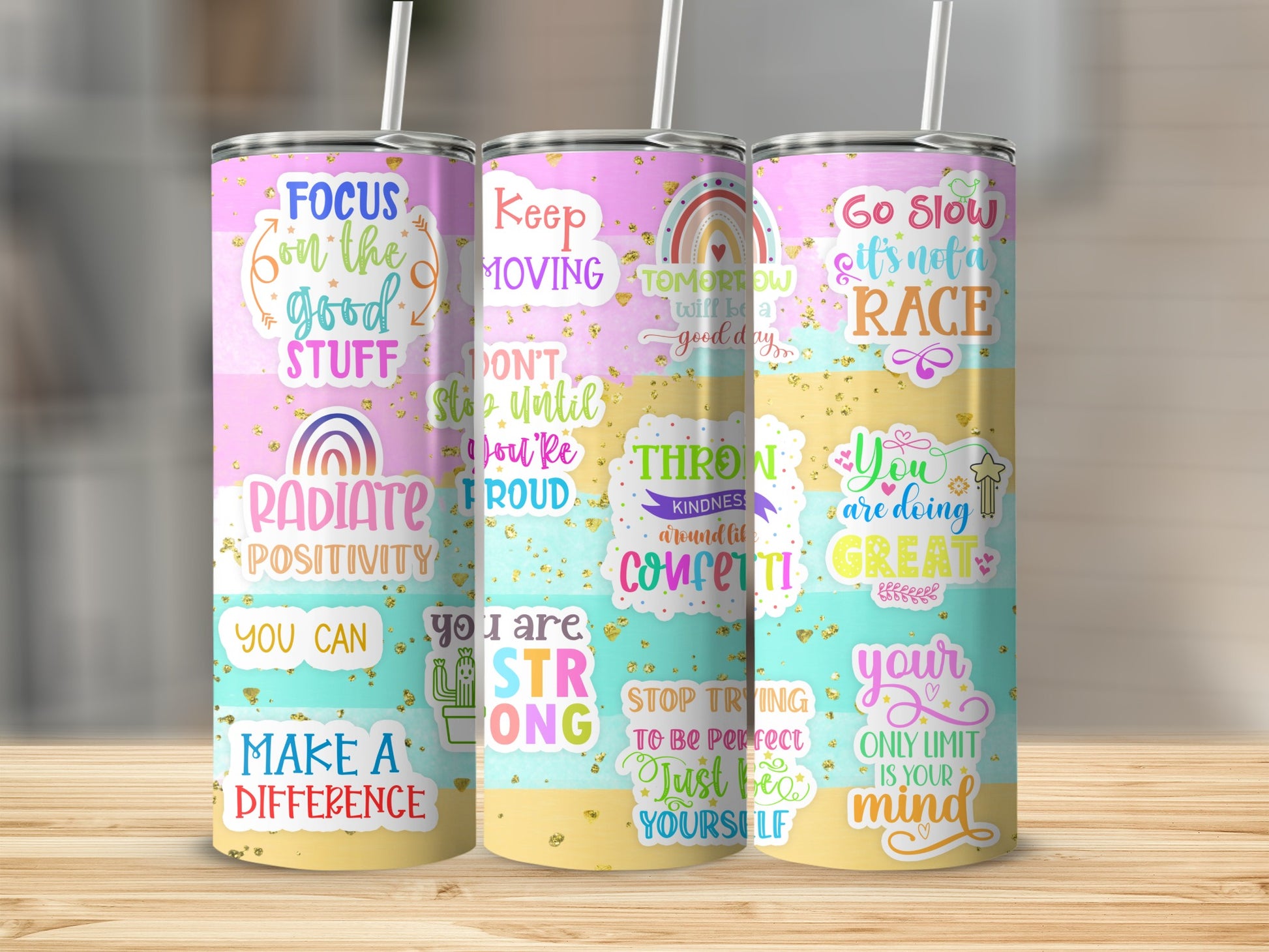 Motivational Quotes Tumbler with Colorful Design