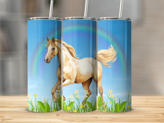 Beautiful Horse with Rainbow Tumbler Cup