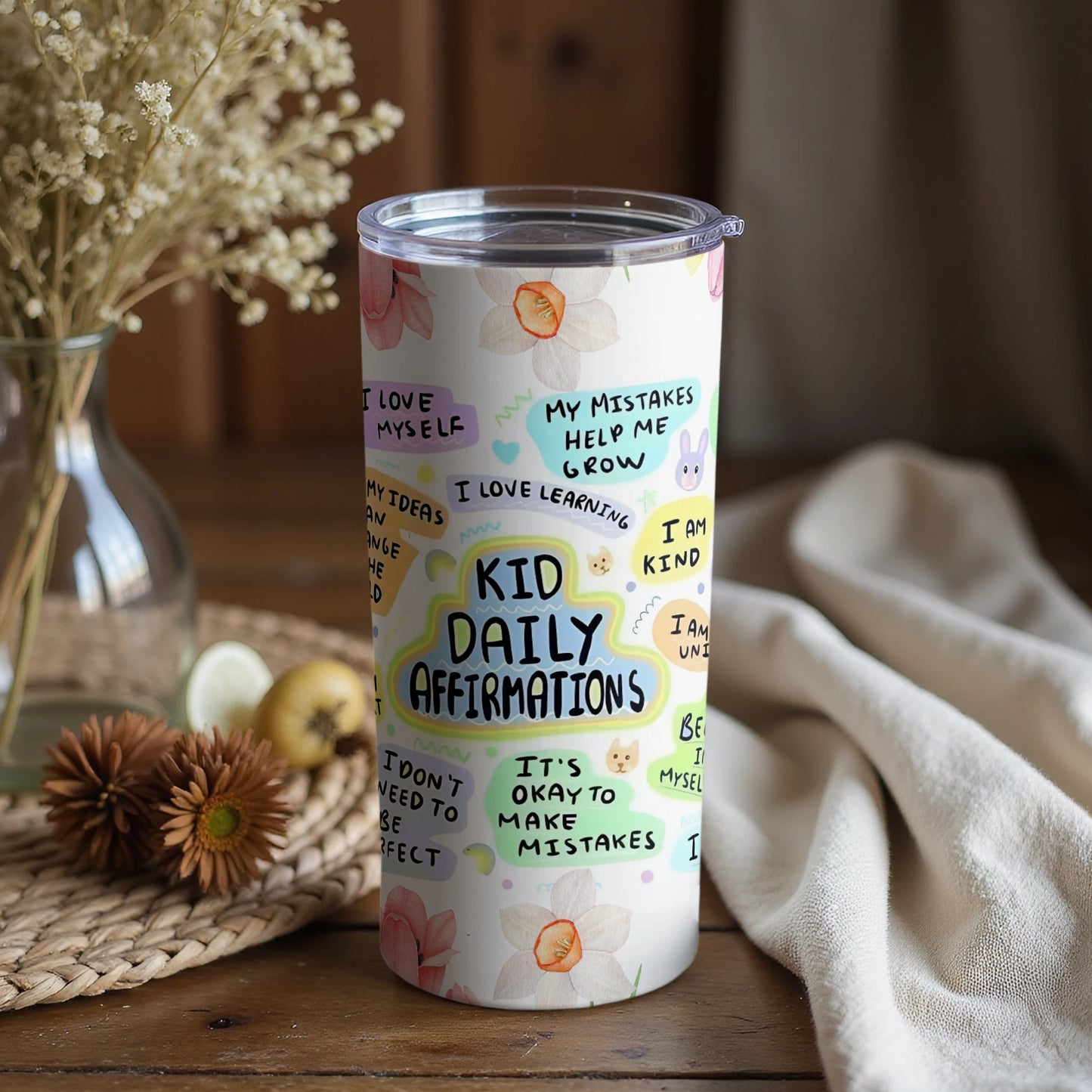 Kid Daily Affirmations Motivational Tumbler