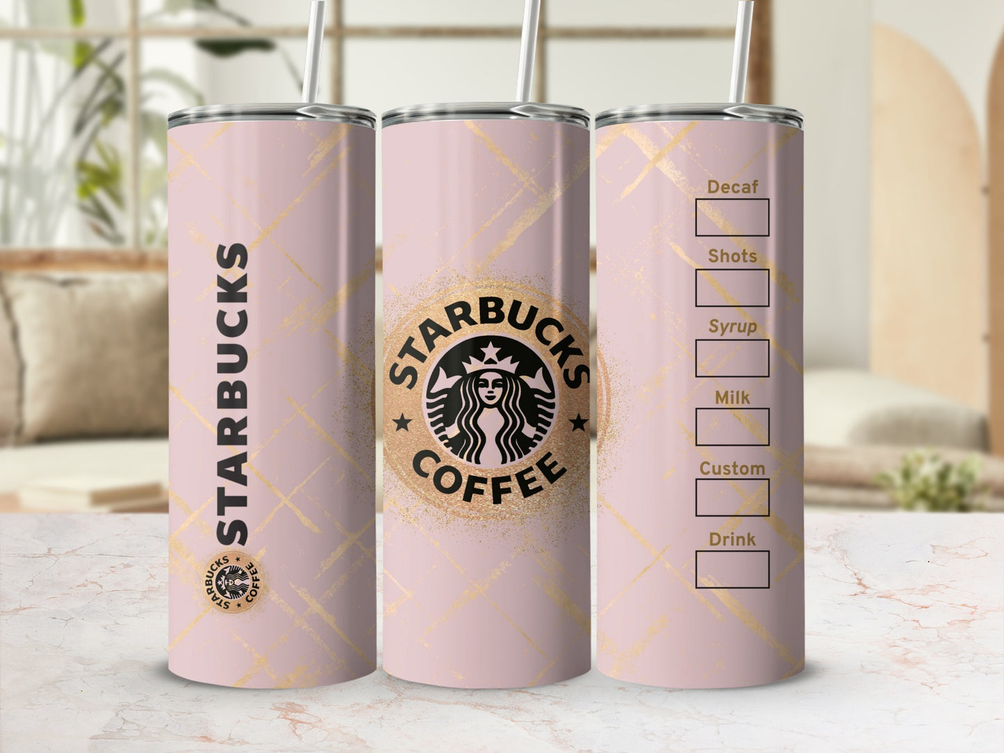 Pink Starbucks Coffee Customizable Drink Tumbler