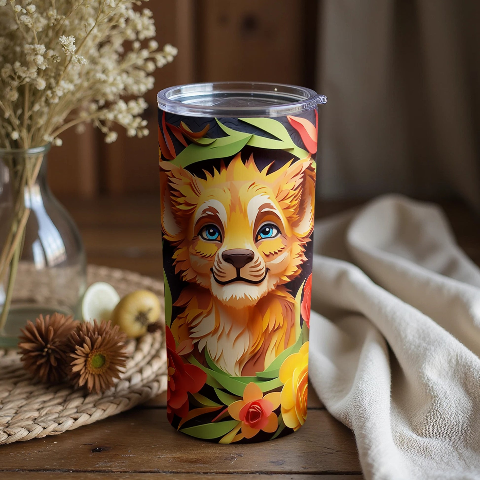 Vibrant Lion Design Insulated Tumbler Drinkware