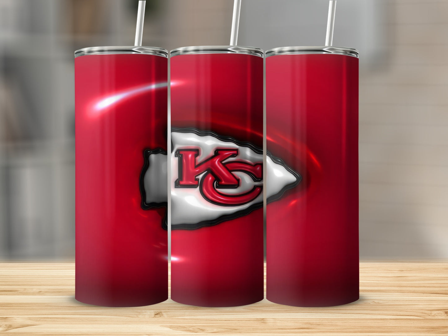 Kansas City Chiefs Glossy Emblem on Red Background Tumblers