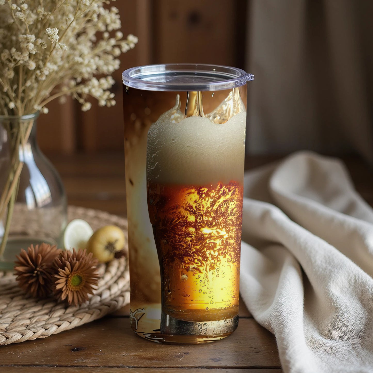 Realistic Beer Glass Print Tumbler for Everyday Use