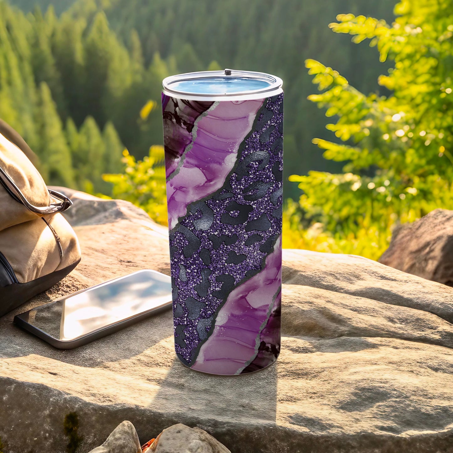 Purple and Black Abstract Pattern Tumbler Product