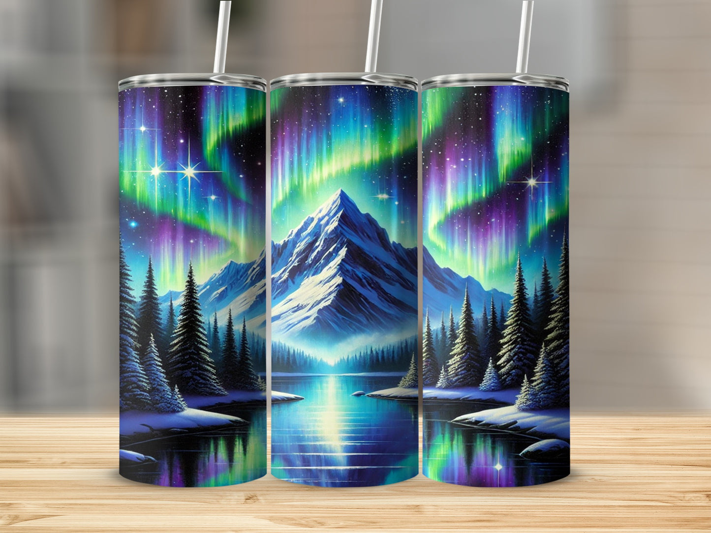 Stunning Aurora Mountain Scene Tumbler Cup product