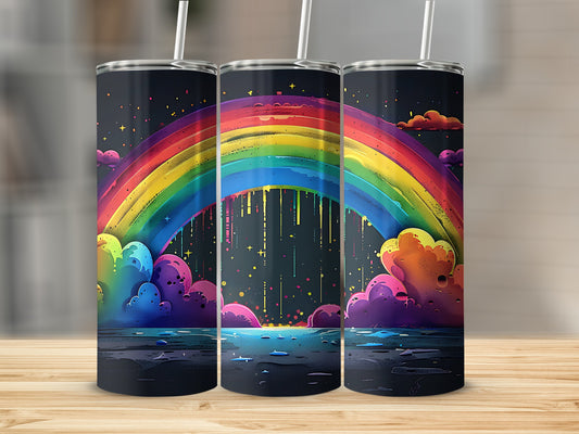 Colorful Rainbow Over Clouds Drink Tumblers Set of Three