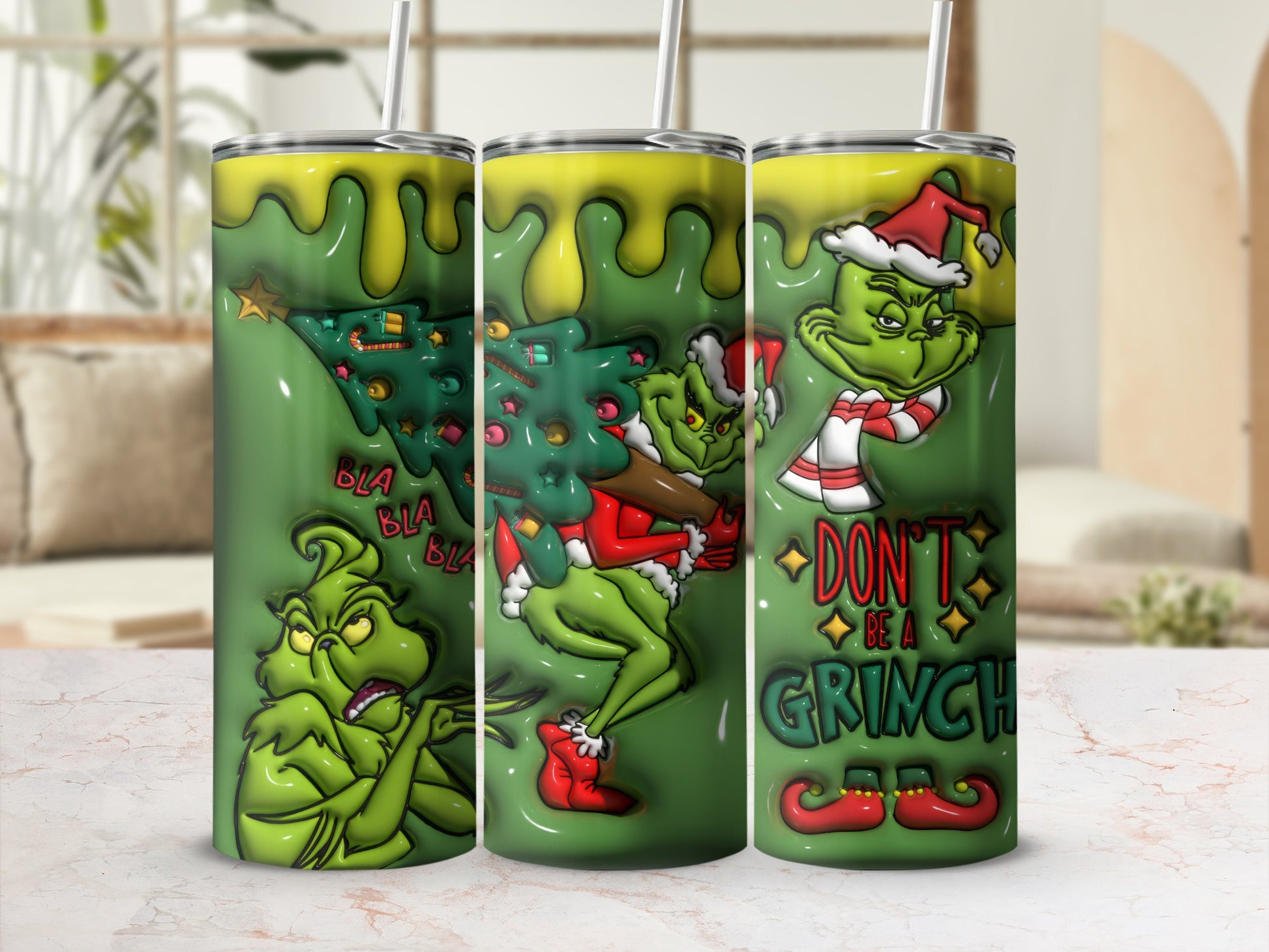 Don't Be a Grinch Christmas Themed Tumbler Cup