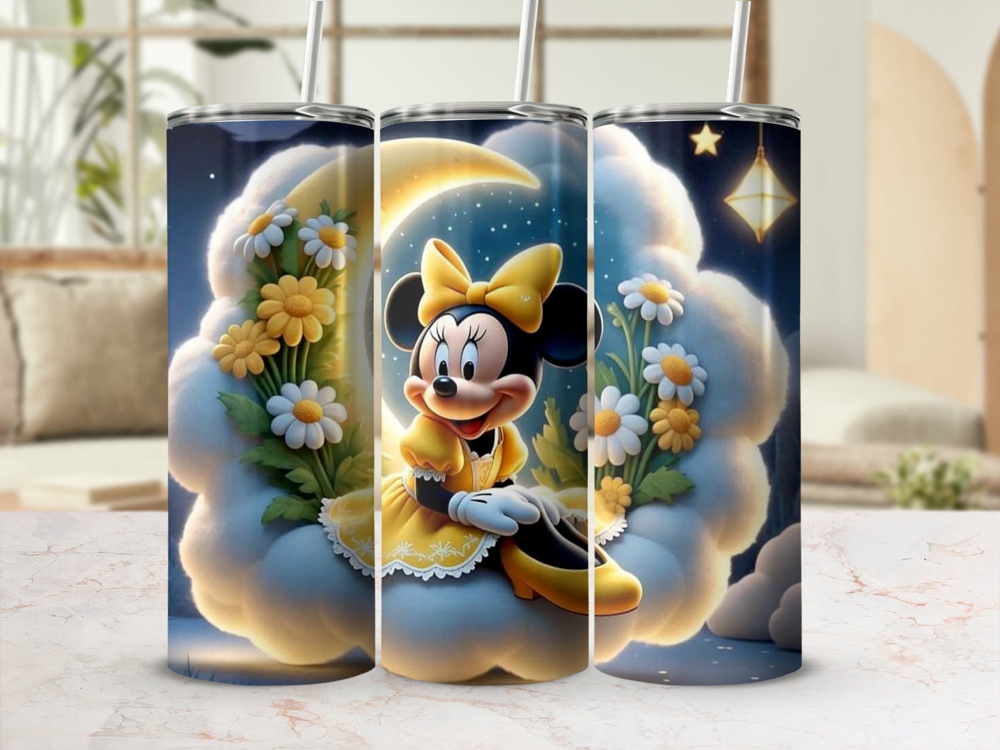 Daisy and Minnie Mouse Night Sky Design Tumbler