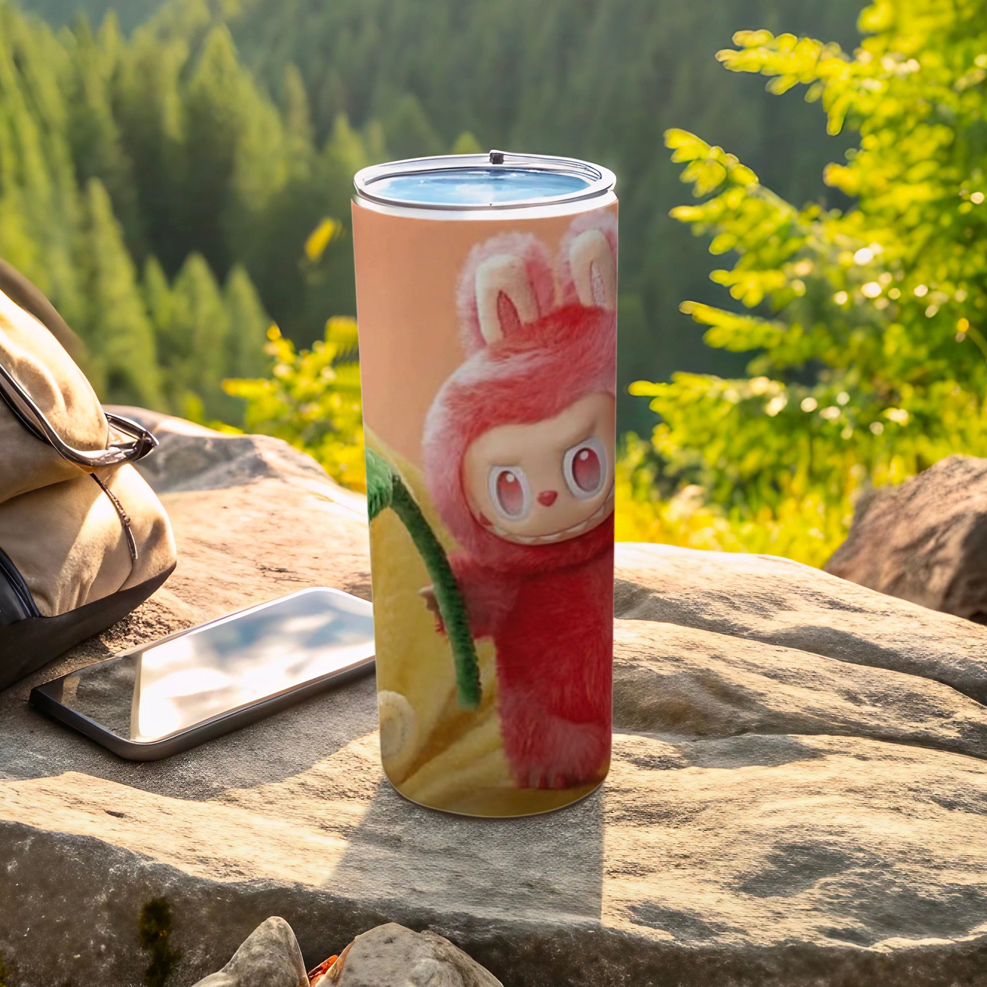 Cute Red Character Insulated Tumbler with Bunny Ears Art