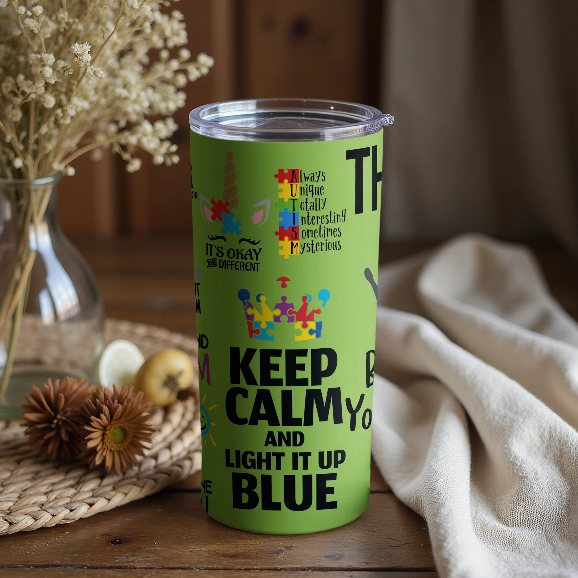 Keep Calm and Light It Up Blue Tumbler