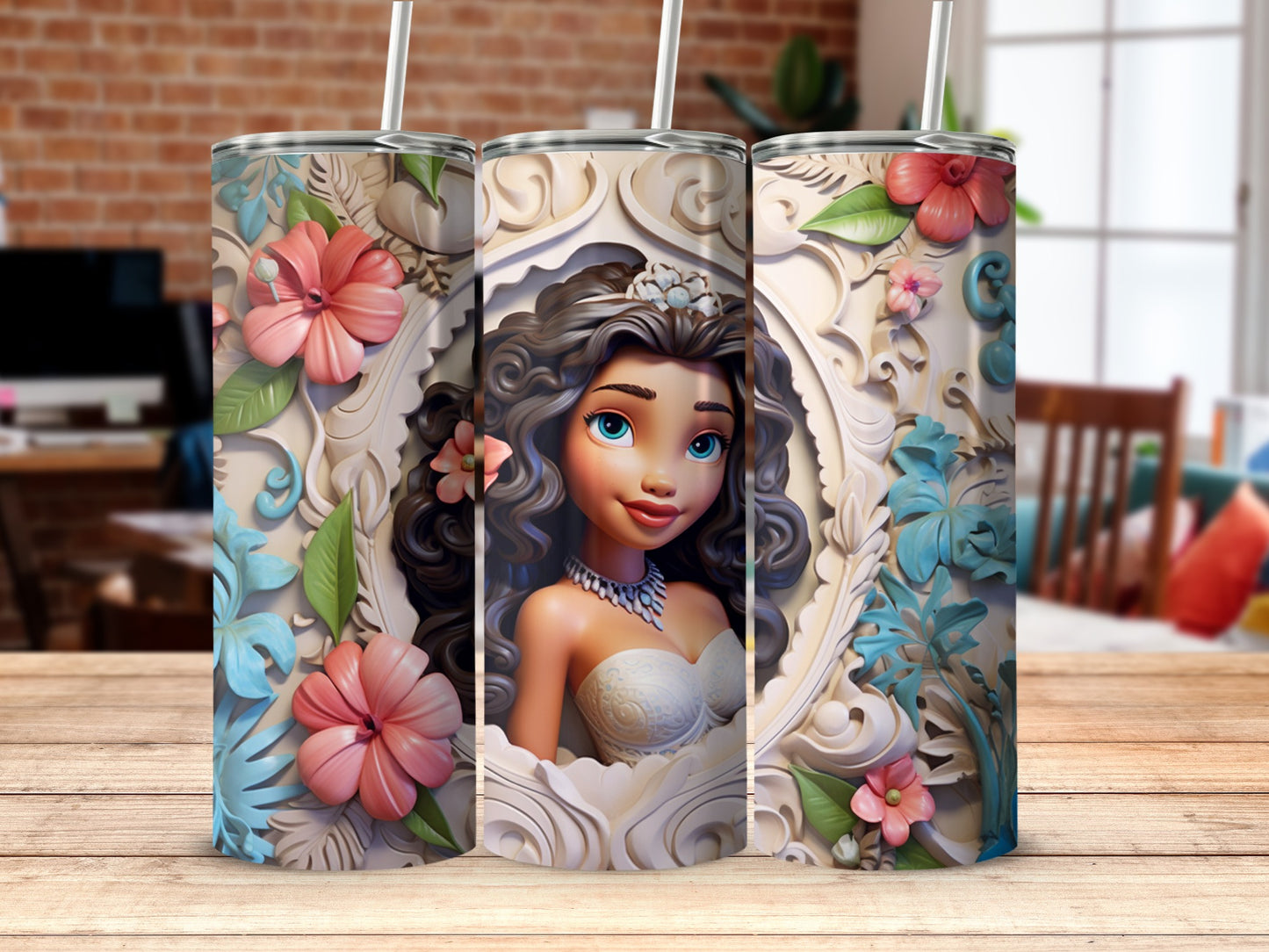 Elegant Princess Floral Design Insulated Tumbler