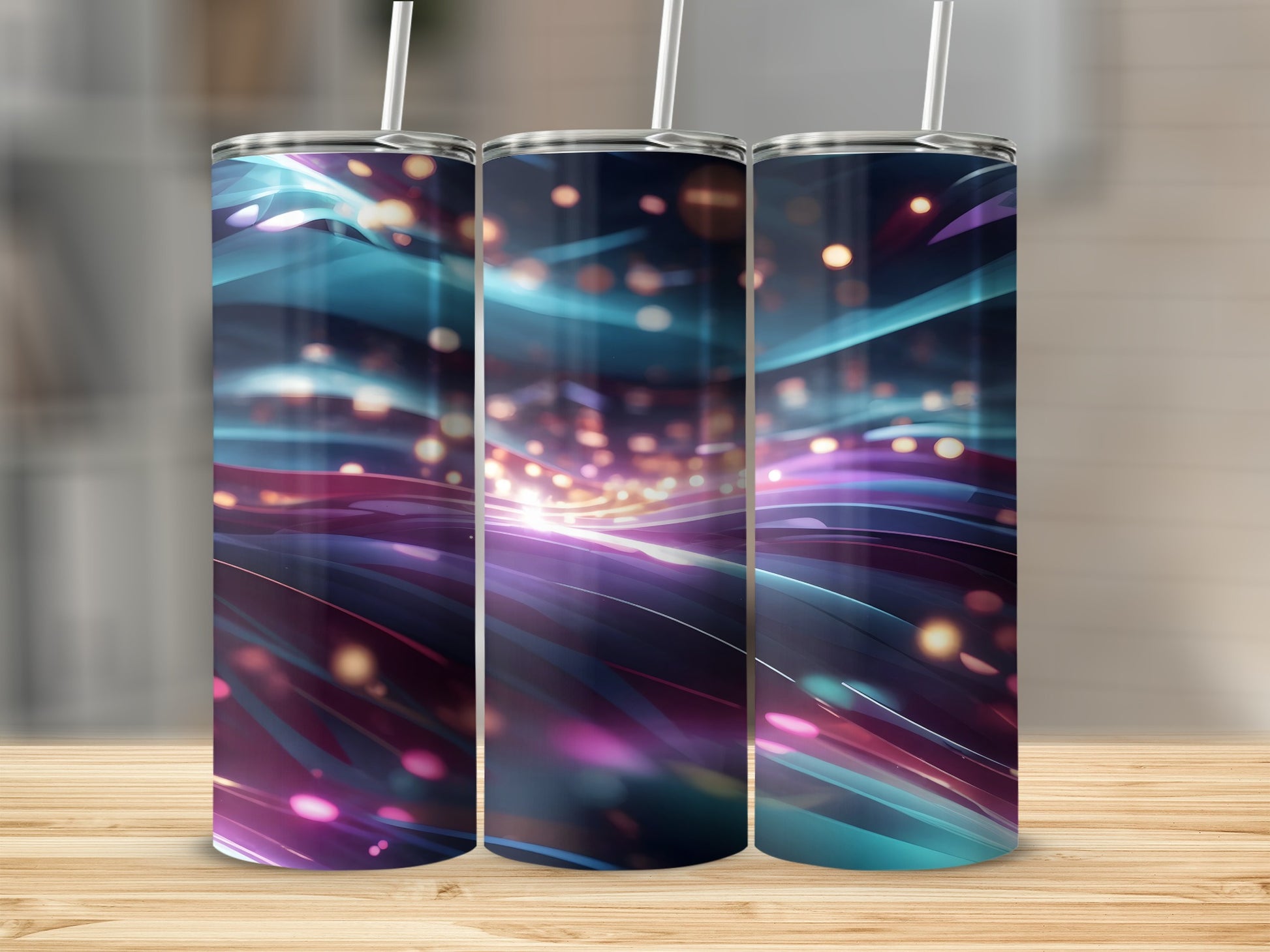 Vibrant Glowing Light Trails Abstract Blue Purple product type