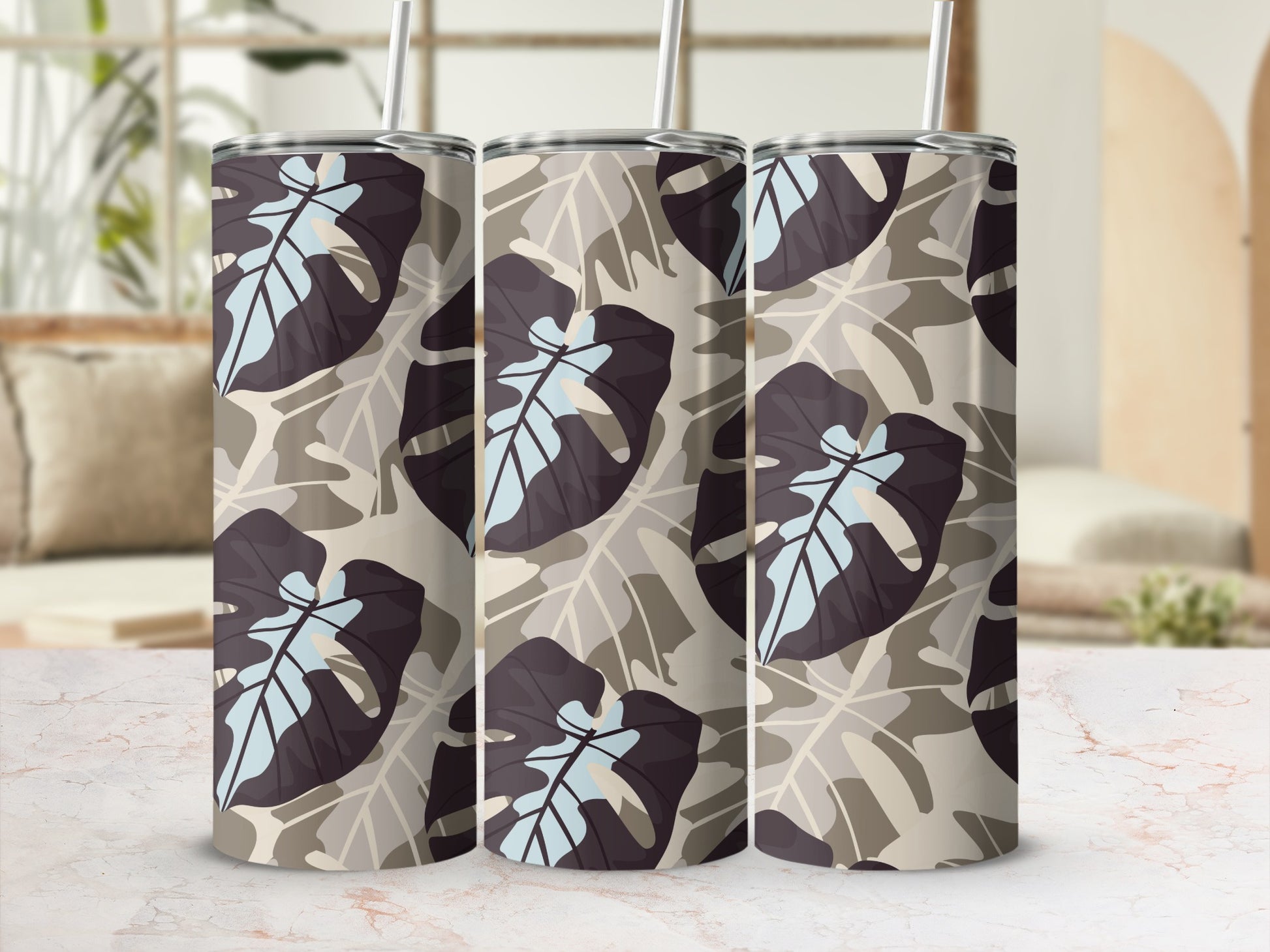 Tropical Leaf Pattern Insulated Tumbler 20oz product