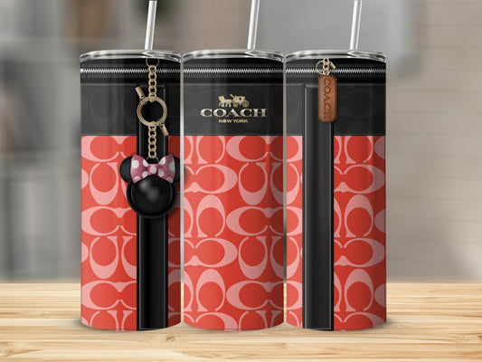 Stylish Coach Themed Tumblers With Cute Minnie Keychain