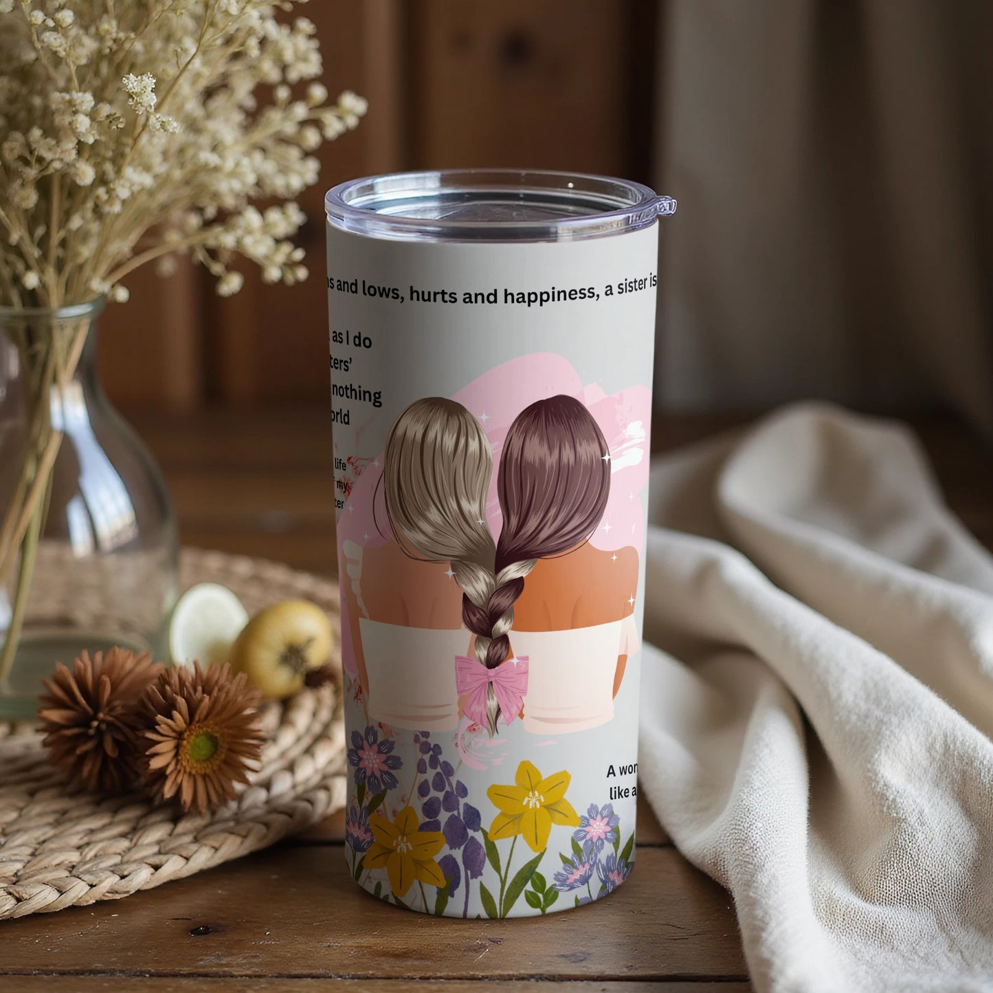 A Sisters Bond Engraved Tumbler for Special Moments
