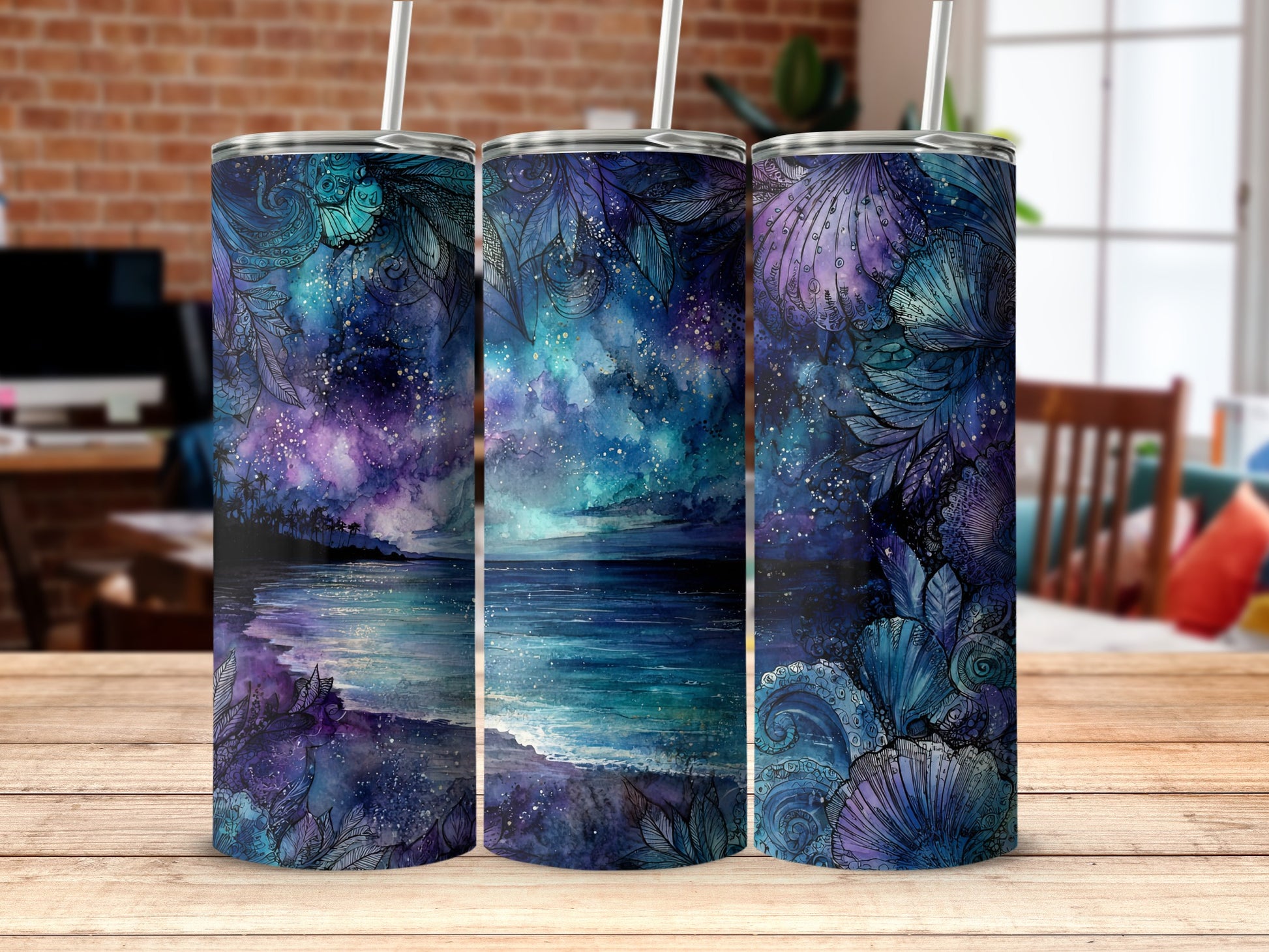 Deramsy Sky Ocean  Artistic Portable Beverage Container