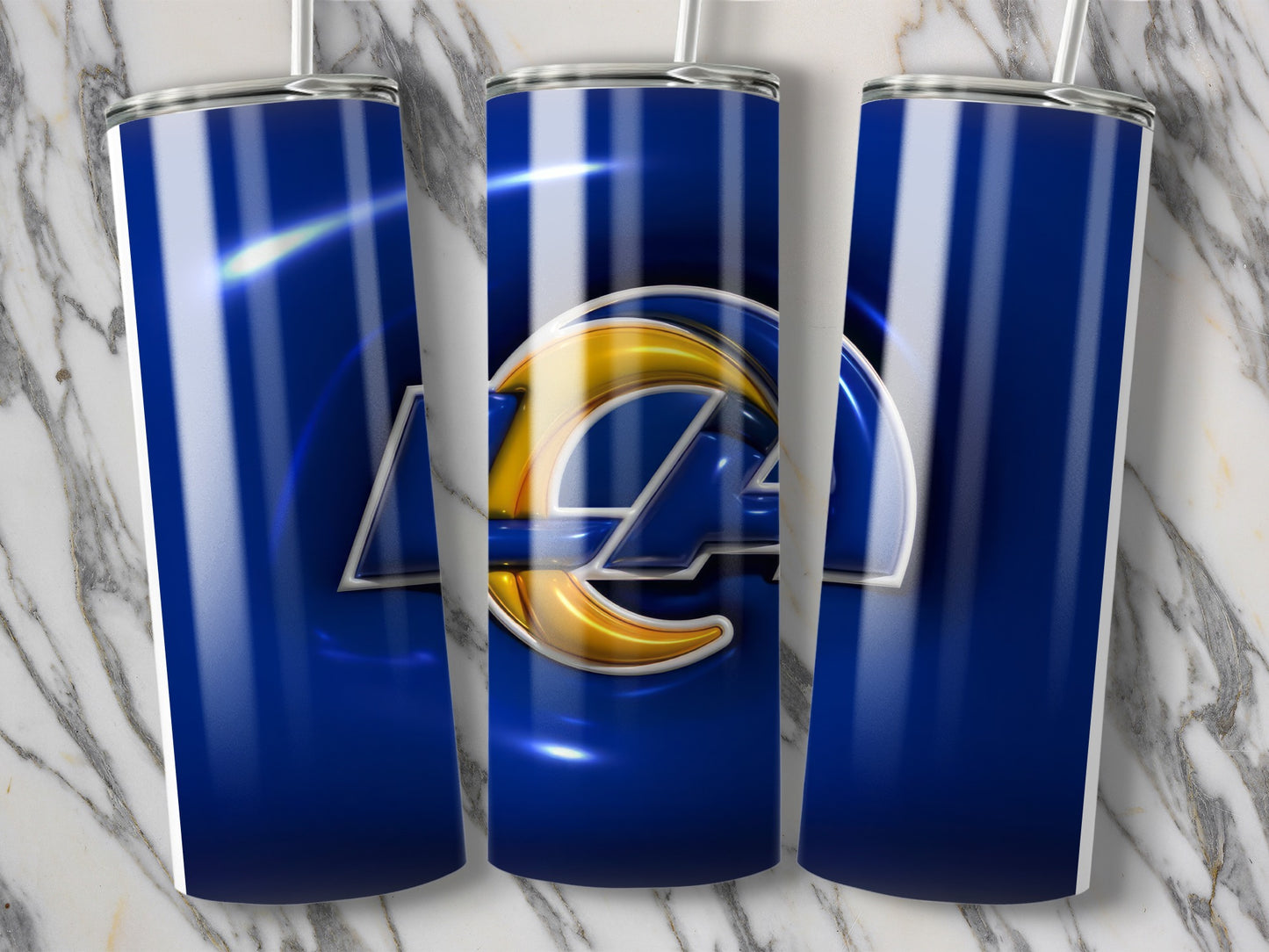 Los Angeles Rams Logo With Blue Background Tumblers