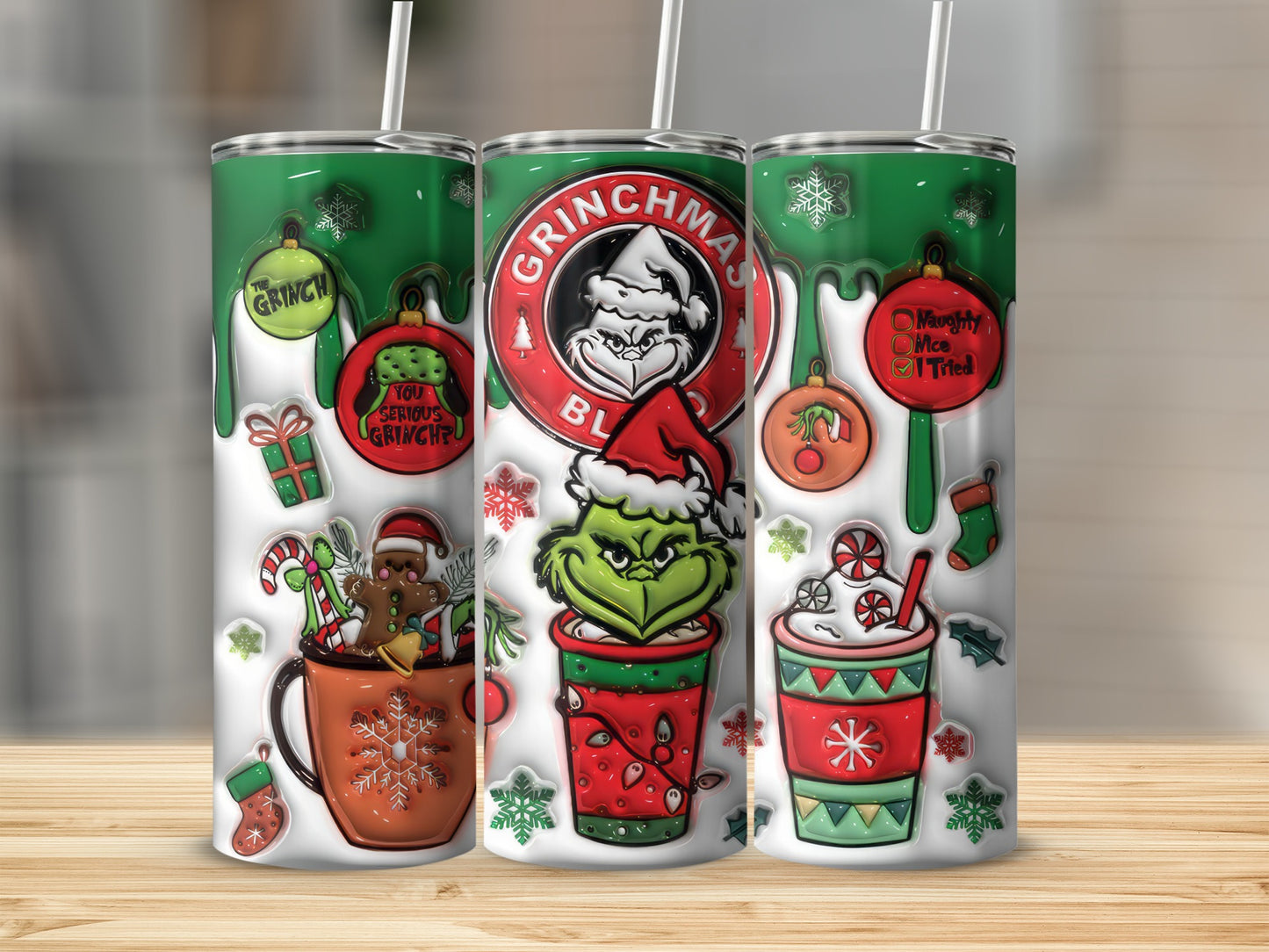 Grinch Christmas Themed Tumblers Perfect for Holidays
