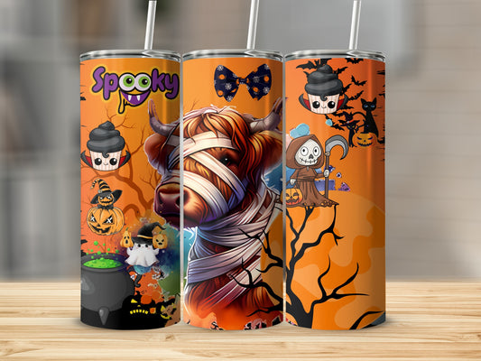 Spooky Halloween Themed Tumbler with Fun Characters