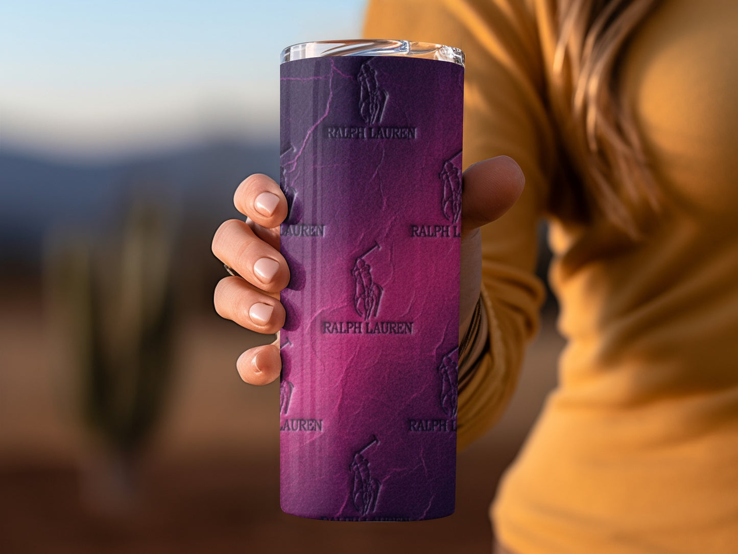 Embossed Ralph Lauren Logo in Purple and Pink Tumblers
