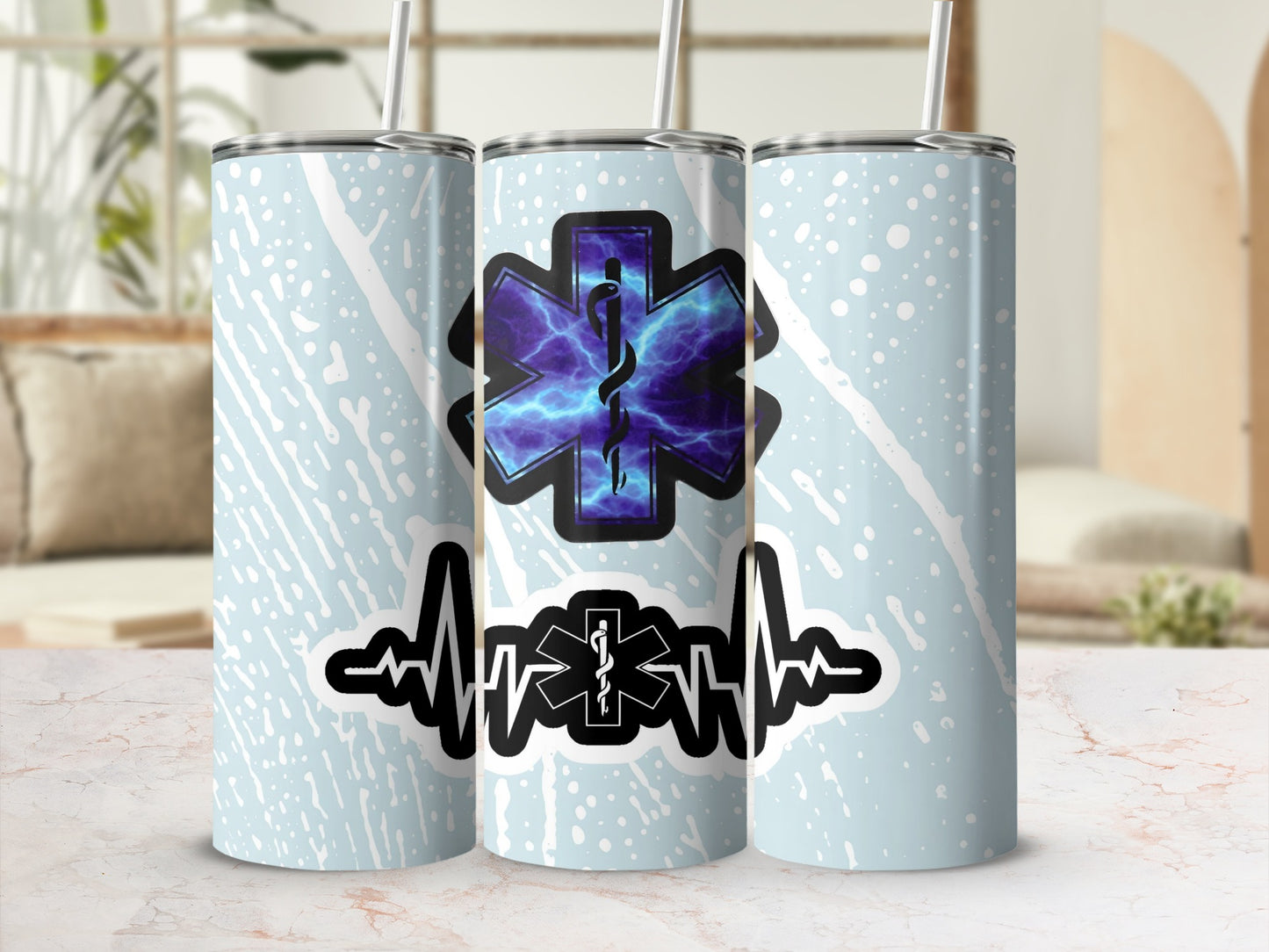 Medical Symbol Tumbler with Heartbeat Design
