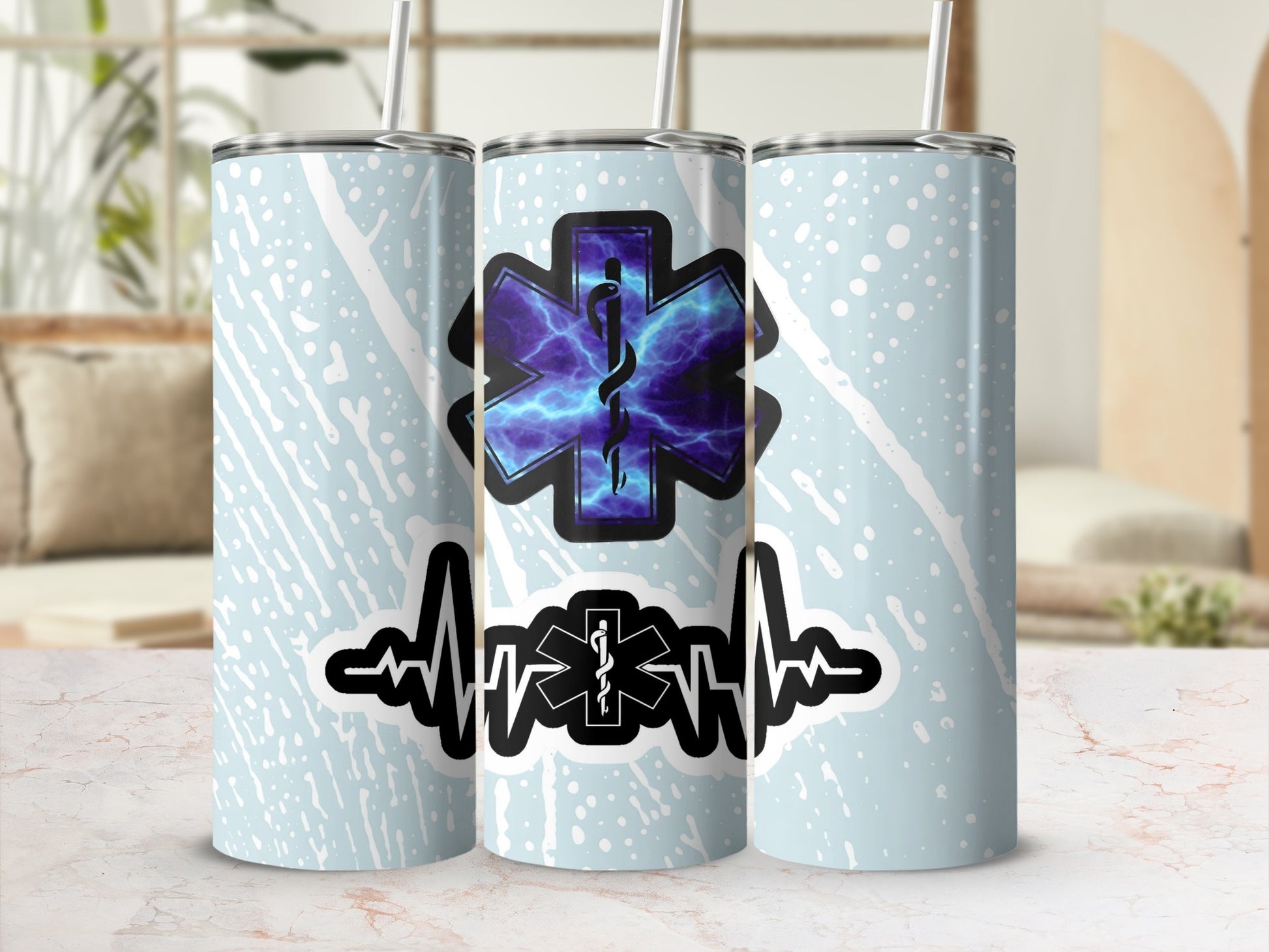 Medical Symbol Tumbler with Heartbeat Design