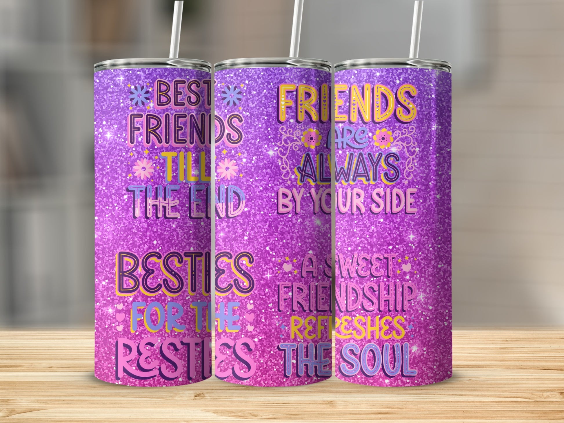 Best Friends Till The End Besties Glitter Tumbler