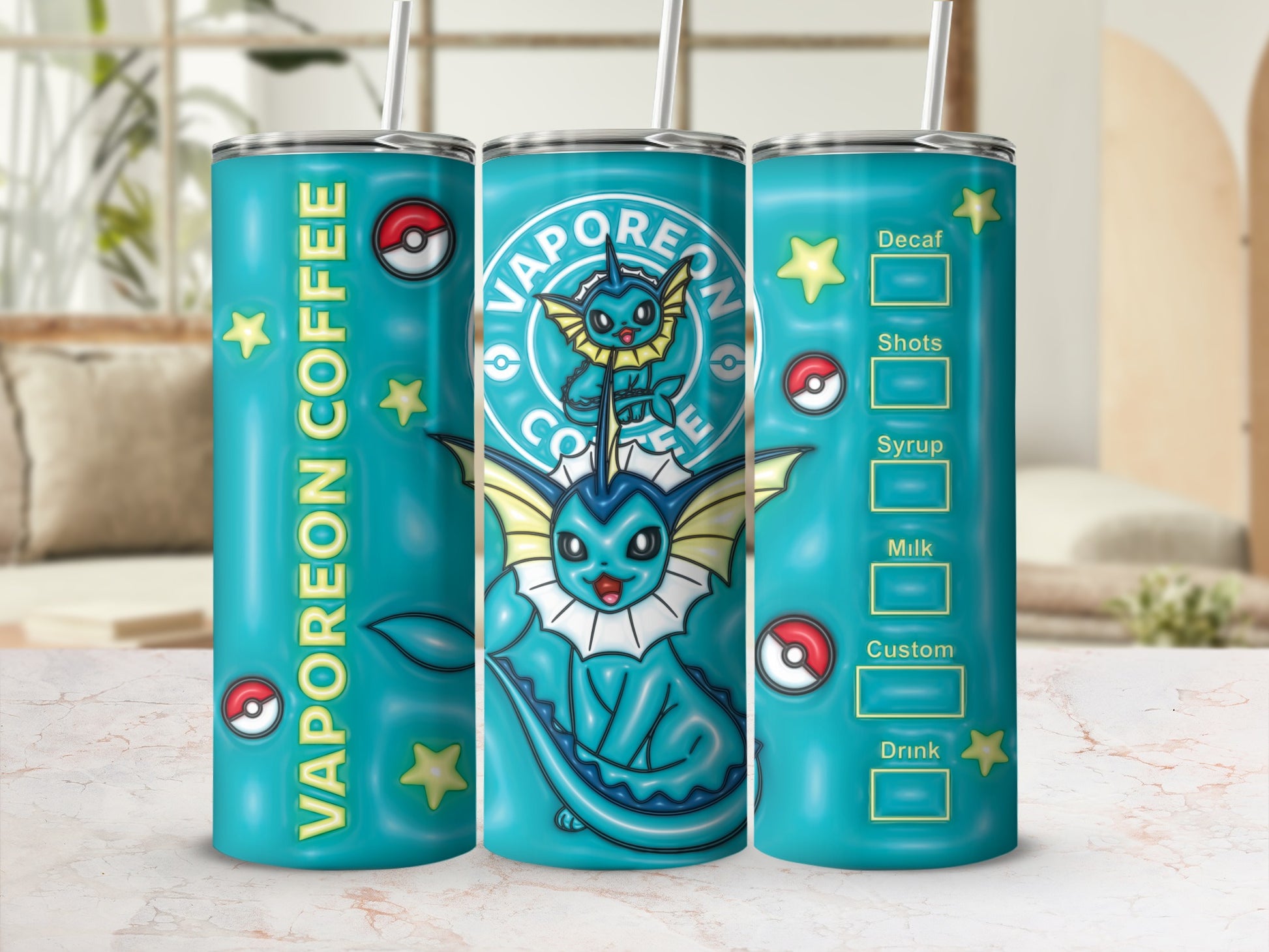 Vaporeon Coffee Pokemon Decaf Shots Stars Pokeball product type