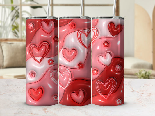 Abstract Red Pink Hearts Flowers Swirl Design Tumbler product type