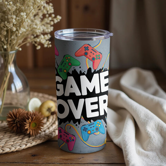 Game Over Colorful Gaming Controller Themed Tumbler