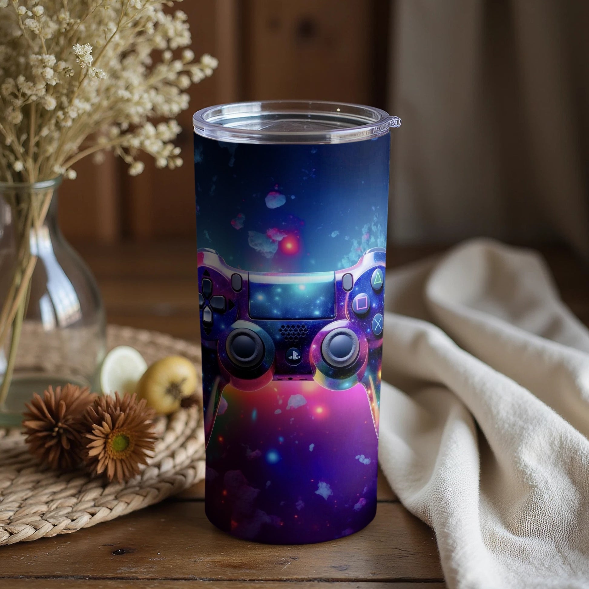 Vibrant Game Controller Glow-In-The-Dark Tumbler