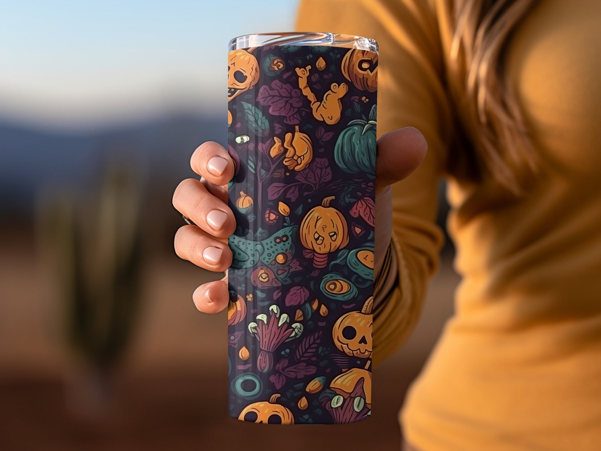 Halloween Themed Insulated Tumbler With Colorful Designs