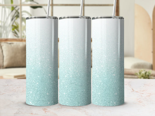 Three tall, slender tumblers with a sparkling gradient design.