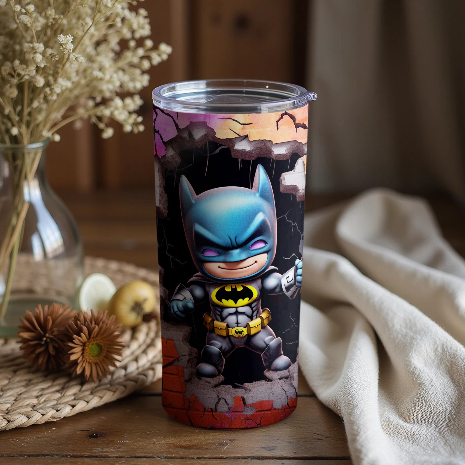 Cute Chibi Batman Shatter Effect Tumbler 20oz