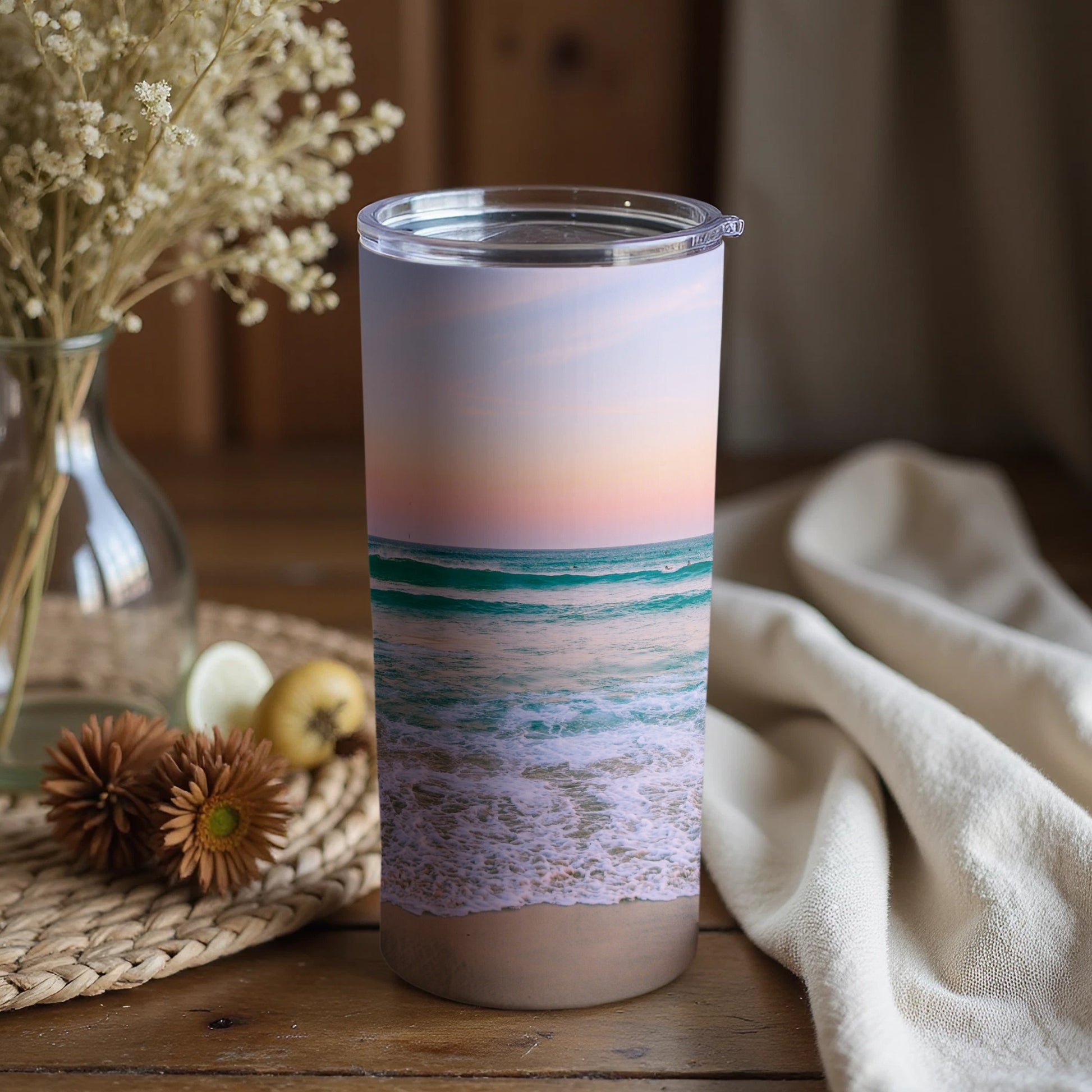 Beautiful Beach Sunset Print Insulated Tumbler