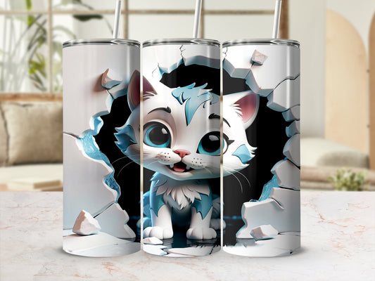 Cute Cartoon Cat Breakthrough Design Tumbler