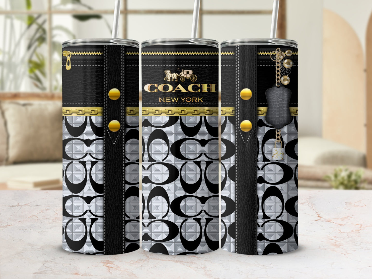 Stylish COACH New York Custom Tumbler Flask Design
