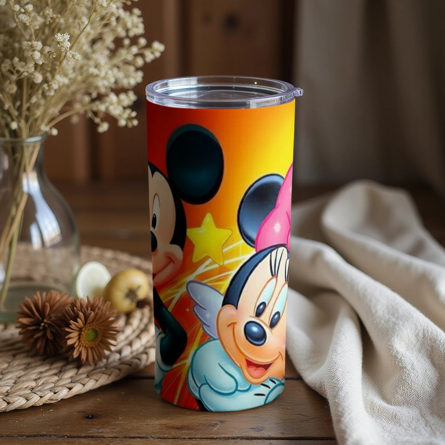 Colorful Tumbler with Cartoon Characters Design