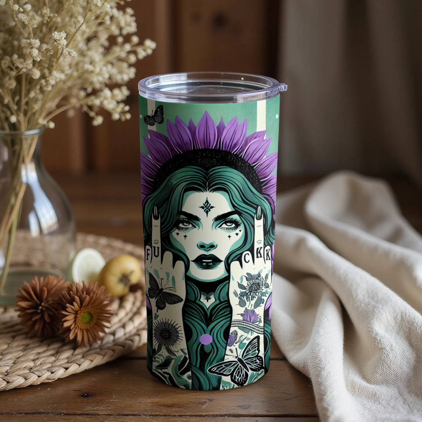 Edgy Artistic Tumbler with Bold Graphic Design