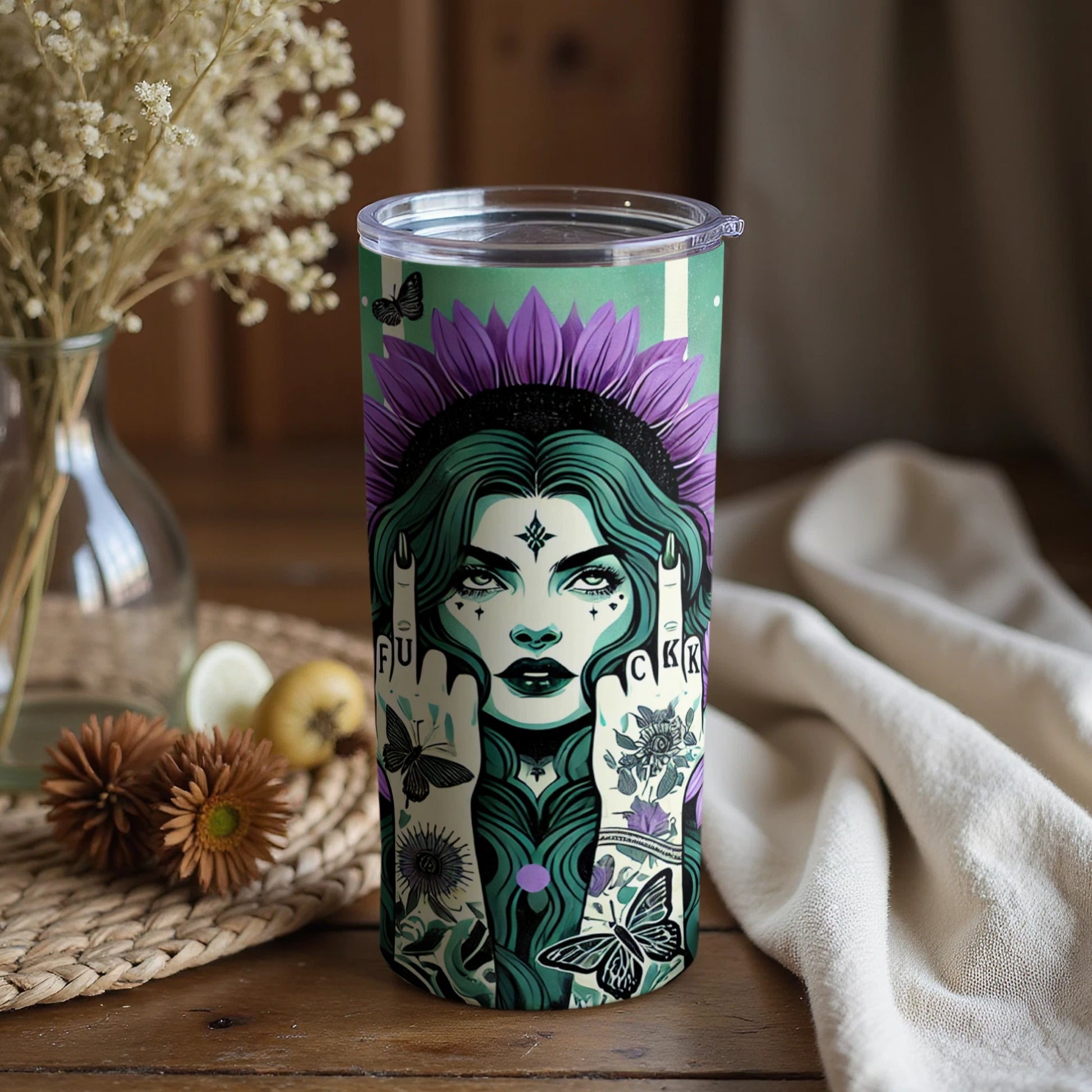Edgy Artistic Tumbler with Bold Graphic Design