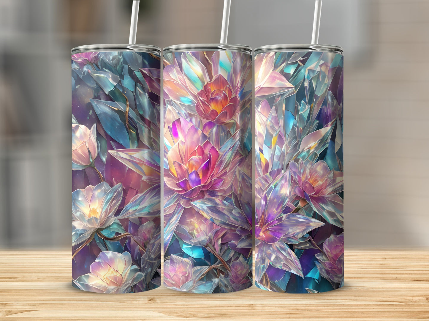 Shimmering Crystalline Flowers Vibrant Iridescent Tumbler product type