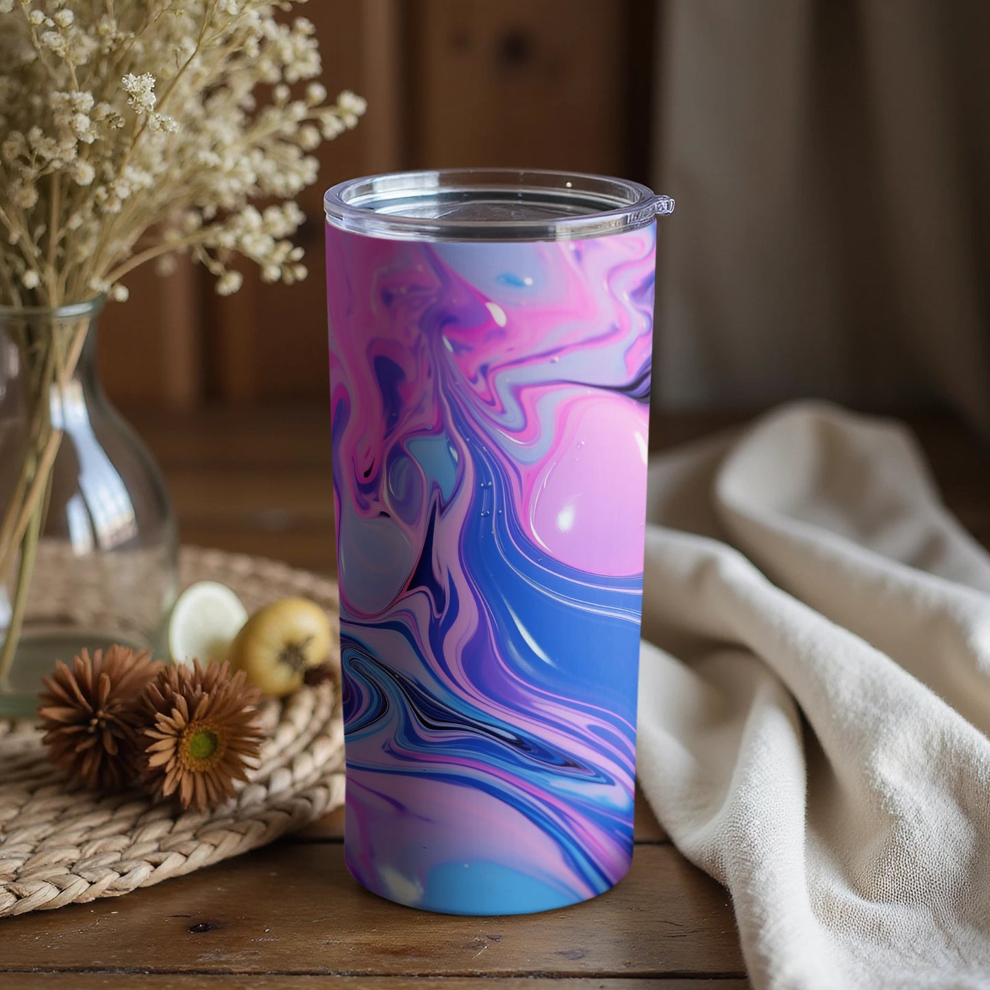 Vibrant Abstract Swirl Design Tumbler Drinking Vessel